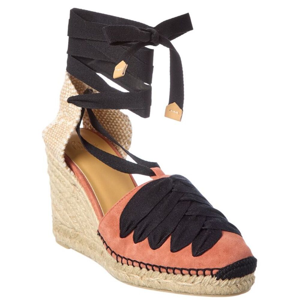 Castañer Curtis Suede Wedge Sandal, Pink